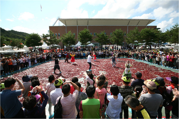 ▲ 지난해 고추축제 시 ‘황금고추를 찾아라’ 행사 장면.ⓒ괴산군