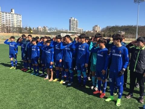 ▲ ‘제53회 춘계 한국고등학교축구연맹전’에서 결승에 진출한 충북 청주대성고 축구부. ⓒ충북교육청