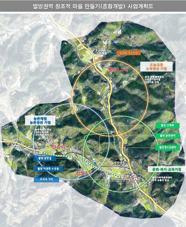 ▲ 단양 별방권역 창조적마을 만들기 종합개발 사업계획도.ⓒ단양군