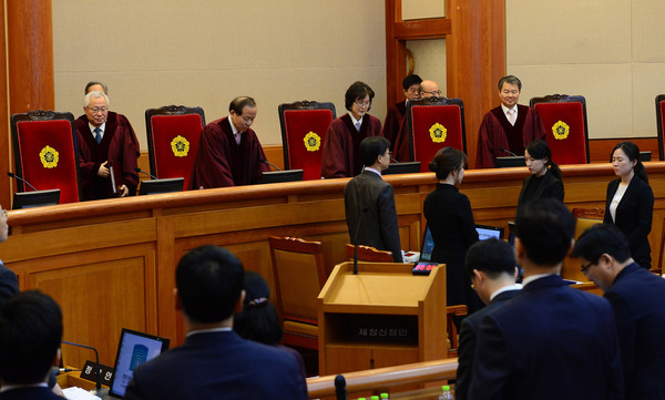 ▲ 22일 헌법재판소 대심판정에서 16차 변론기일이 진행됐다. ⓒ뉴시스