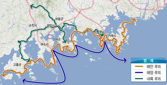 ▲ 남해안 횡단 관광루트.ⓒ국토부