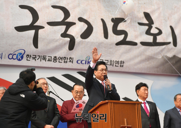 ▲ 한국기독교총연합회 대표회장인 이영훈 목사가 설교하고 있다. ⓒ뉴데일리 정상윤 기자