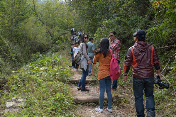 ▲ 관광객들이 단양소백산 자락길 6코스를 걷고 있다.ⓒ단양군