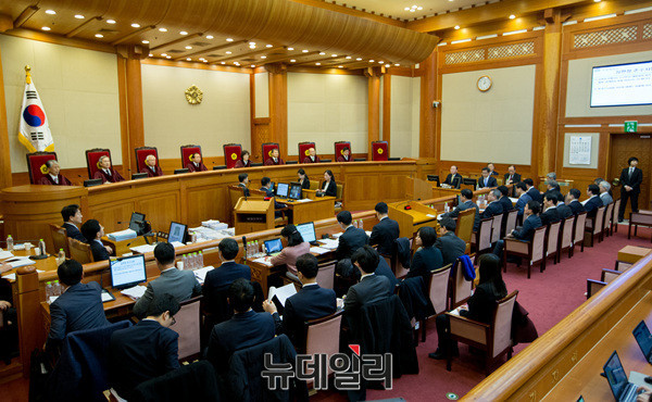 박근혜 대통령 탄핵심판 변론이 열린 헌법재판소 대심판정. ⓒ 사진 공동취재단