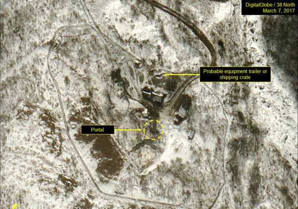 ▲ 美38노스가 공개한 北풍계리 핵실험장 북쪽 갱도 일대의 위성사진. ⓒ美38노스 관련화면 캡쳐