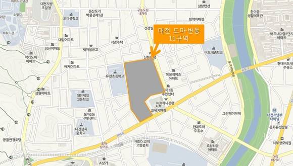 ▲ 대전 서구 도마·변동11구역 위치도. ⓒ호반건설