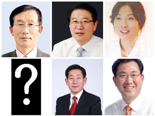 ▲ 오는 4월 12일 치러지는 충북 괴산군수 보궐선거 출마자들. (시계방향으로 민주당 남무현, 한국당 송인헌, 행복당 박경옥, 무소속 나용찬, 무소속 김환동)ⓒ괴산군선거관리위원회