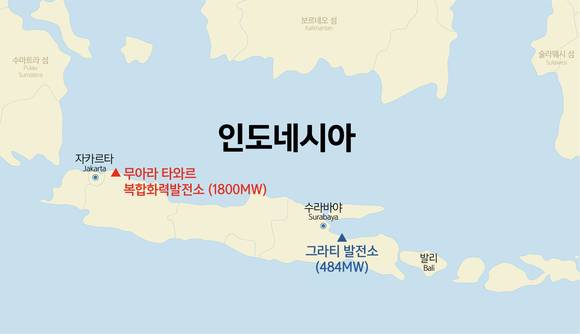 ▲ 두산중공업 인도네시아 무아라 타와르 복합화력발전소 위치.ⓒ두산중공업