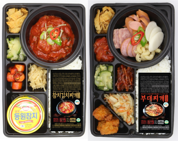 ▲ GS25에서 출시한 참치김치찌개도시락(좌), 부대찌개도시락(우). ⓒGS25