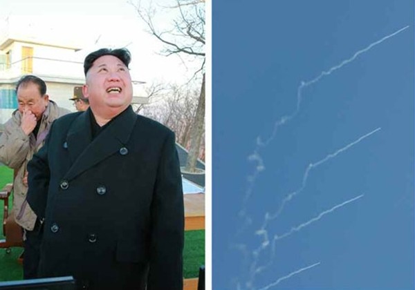 북한 매체가 한·미 연합훈련을 두고 연일 비난 공세를 퍼부었다. 사진은 (왼쪽부터) 김정은, 지난 6일 발사된 북한의 탄도미사일 4발.ⓒ北선전매체 홈페이지 캡쳐
