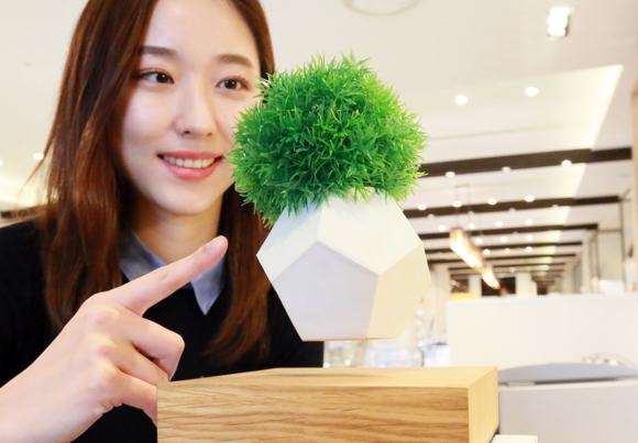 ▲ 떠있는 '공중부양 화분' ⓒ갤러리아