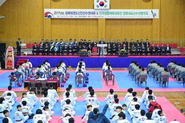 ▲ 고령군(군수 곽용환)은 17~19일까지 대가야읍 주산체육관에서 ‘2017 경북태권도신인선수권대회 및 전국생활체육대축전 경북대표선수선발대회’를 열었다.ⓒ고령군 제공