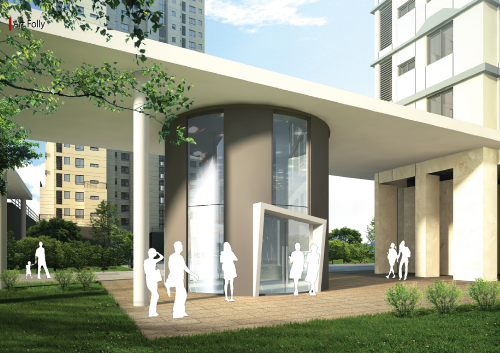 ▲ 입주민 간 소통할 수 있도록 특화설계한 다목적 폴리 이미지컷. ⓒ 현대건설