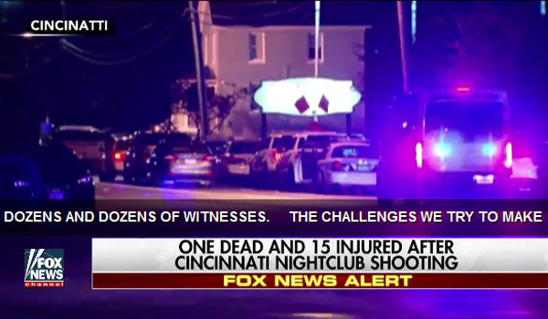 ▲ 지난 26일 오전 1시 30분(현지시간) 신시내티의 나이트클럽 '카메오'에서 일어난 총기난사 사건은 지역 주민들 간의 말싸움에서 시작된 것으로 보인다고 현지 경찰이 밝혔다. ⓒ美폭스뉴스 관련보도 화면캡쳐