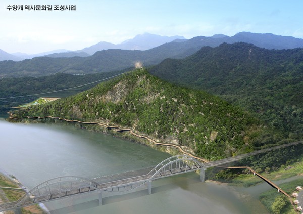 ▲ 오는 5월 개장을 앞둔 단양 수양개 역사문화길 조감도.ⓒ단양군