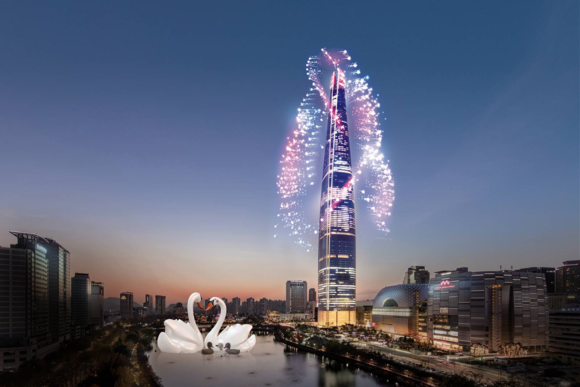 ▲ 스위트 스완 프로젝트와 롯데월드타워 불꽃축제 조감도. ⓒ롯데물산