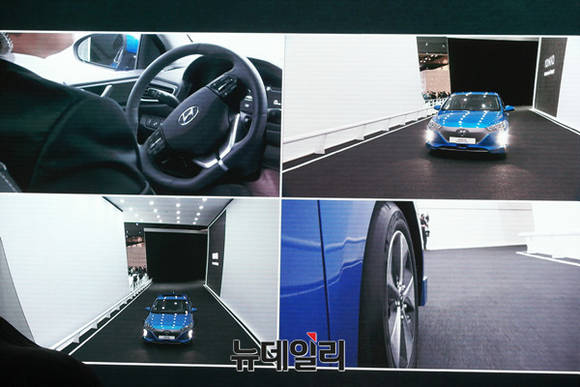 ▲ 아이오닉 자율주행 시연 모습.ⓒ이기륭 기자