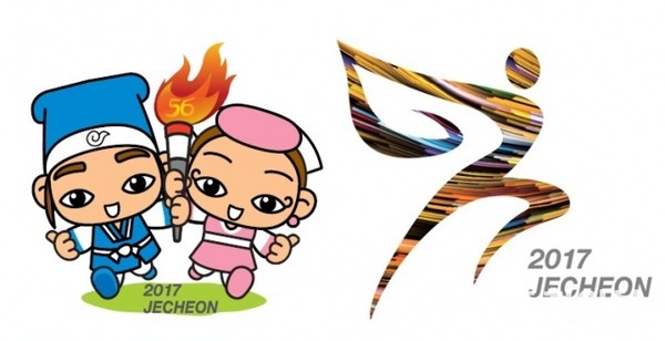 ▲ 제56회 충북도민체전 마스코트(왼쪽)와 앰블럼.ⓒ제천시