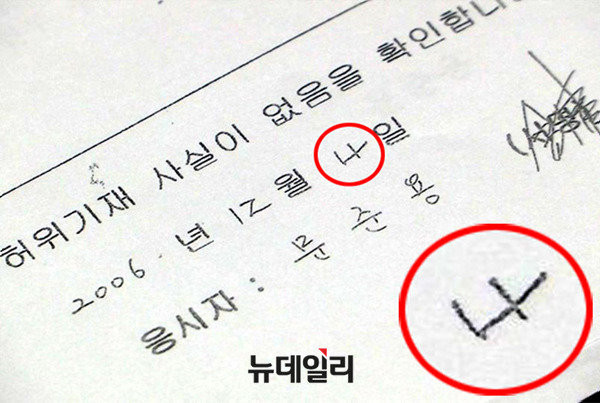 ▲ 문재인 전 대표의 아들 문 준용씨의 응시원서. ⓒ심재철 의원실 제공