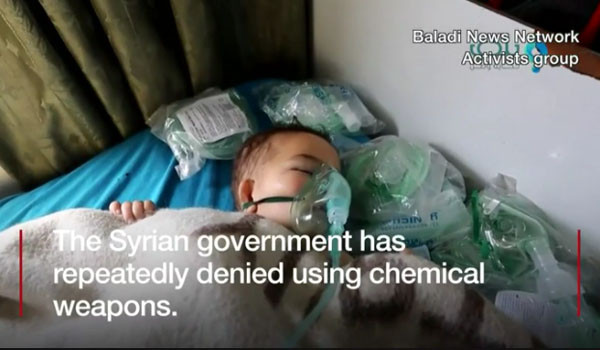 시리아의 민간인 거주지역에 화학무기가 떨어져, 많은 인명피해가 발생했다고 英BBC 등 주요 외신들이 보도했다. ⓒ英BBC 관련보도 화면캡쳐.