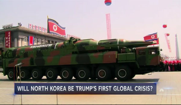 美NBC뉴스는 지난 2일부터 4일까지 '북한 위협'에 대한 특집 뉴스를 보도한다고 밝혔다. 사진은 지난 3일(현지시간) NBC '나이틀리 뉴스'의 시작 장면. ⓒ美NBC뉴스 관련보도 화면캡쳐.