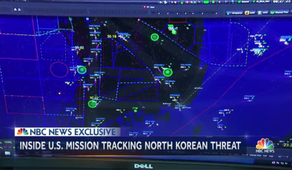 ▲ 일부 국내 언론이 '1급 기밀'이라고 보도한 화면. 실은 오산 MCRC에서 한미 연합군이 관리하는 한국방공식별구역(KADIZ) 감시화면이다. ⓒ美NBC뉴스 관련보도 화면캡쳐.