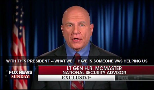 ▲ H.R.맥마스터 美NSC보좌관은 지난 9일(현지시간) 폭스뉴스에 출연해 "트럼프 대통령이 북핵 해결을 위해 모든 옵션을 준비하라 지시했다"고 밝혔다. 한반도에 항모강습단을 보낸 것도 이 명령에 따른 것이라고 밝혔다. ⓒ美폭스뉴스 관련보도 화면캡쳐.