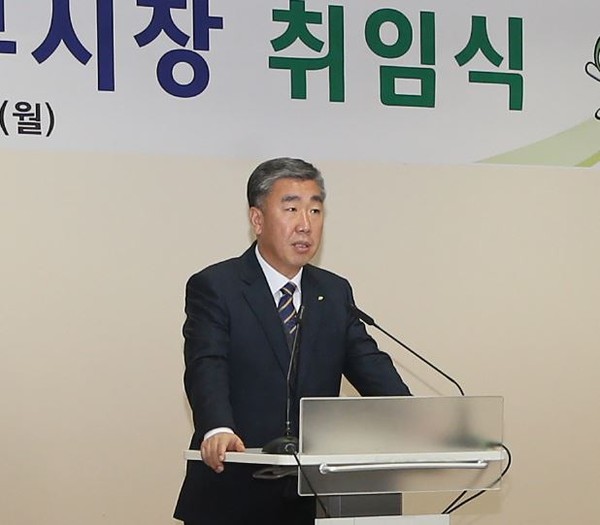 ▲ 충북 청주시 이범석 부시장이 지난 1월 2일 청주시청에서 취임사를 하고 있다.ⓒ청주시