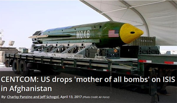 ▲ 세계 주요 언론과 美군사 매체들은 "미군이 지난 13일(현지시간) 아프가니스탄의 테러조직 ISIS 호라산을 향해 폭격을 가했다"고 일제히 보도했다. 사진은 폭격에 사용한 GBU-43 폭탄. ⓒ美에어포스 타임즈-美공군 배포사진.