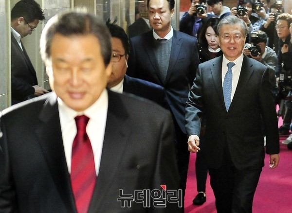 ▲ 바른정당 김무성 의원과 더불어민주당 문재인 후보. ⓒ뉴데일리 이종현 기자