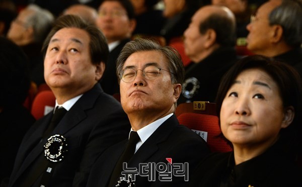 ▲ 바른정당 김무성 의원과 더불어민주당 문재인 후보, 정의당 심상정 후보. ⓒ뉴데일리 이종현 기자