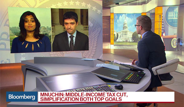▲ 美언론들은 트럼프 대통령과 美공화당 주도로 법인세와 개인소득세율을 15%까지 내린다는 계획을 추진 중이라고 일제히 보도했다. ⓒ美블룸버그 통신 관련보도 화면캡쳐.