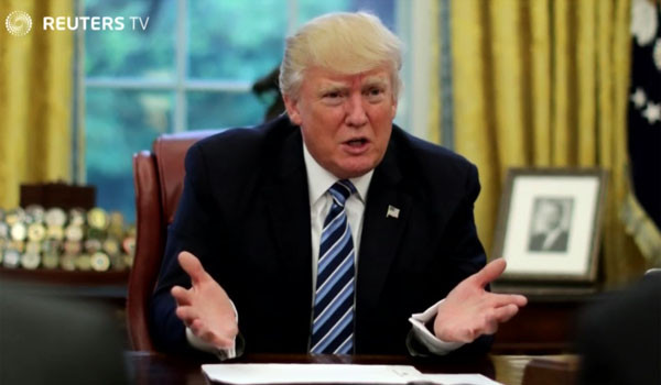 ▲ 도널드 트럼프 美대통령이 英로이터 통신과의 인터뷰에서 "한국 정부로부터 사드 배치 비용을 받고 싶다"고 밝혀 논란이 일고 있다. ⓒ英로이터 TV 관련보도 화면캡쳐.