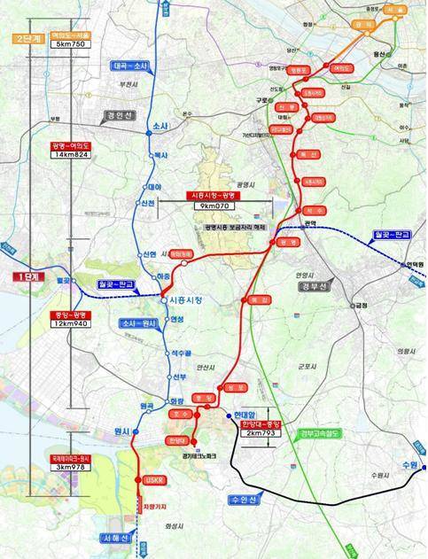 ▲ 신안산선 노선도.ⓒ국토부