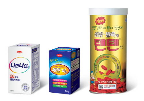▲ (왼쪽부터) 한미약품 영양제 '나인나인', '제텐-비', '텐텐' ⓒ한미약품