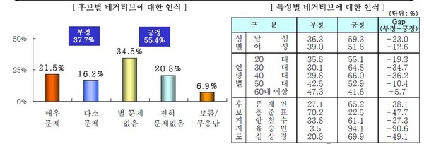 ▲ 유승민 후보 네거티브에 대한 인식