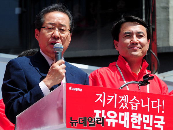 ▲ 자유한국당 홍준표 후보(왼쪽)와 김진태 의원(오른쪽). ⓒ뉴데일리 공준표 기자