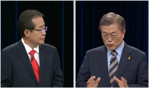 ▲ 자유한국당 홍준표 후보와 더불어민주당 문재인 후보(자료사진). ⓒKBS 방송화면 갈무리