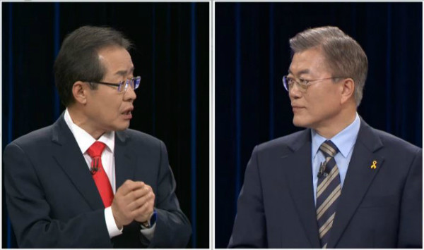 ▲ 자유한국당 홍준표 후보와 더불어민주당 문재인 후보(자료사진). ⓒKBS 방송화면 갈무리