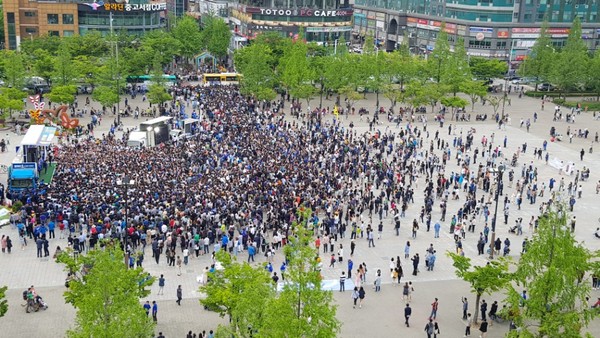 ▲ 문재인 민주당 대선후보의 4일 고양 유세 전경. ⓒ우승준 기자