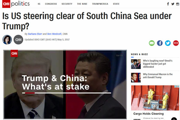 ▲ 美CNN은 지난 5일(현지시간) 미국과 중국이 북한과 남중국해를 서로 맞바꾸는 '빅딜'을 했을 가능성이 있다고 주장했다. ⓒ美CNN 관련보도 화면캡쳐.