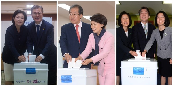 ▲ 왼쪽부터 문재인, 홍준표, 안철수 후보의 투표 모습 ⓒ 뉴시스