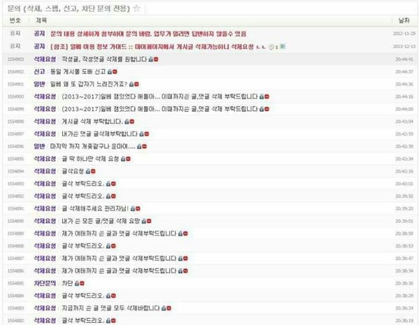 ▲ 9일 일간베스트 사이트 상황. ⓒ일간베스트 화면 갈무리