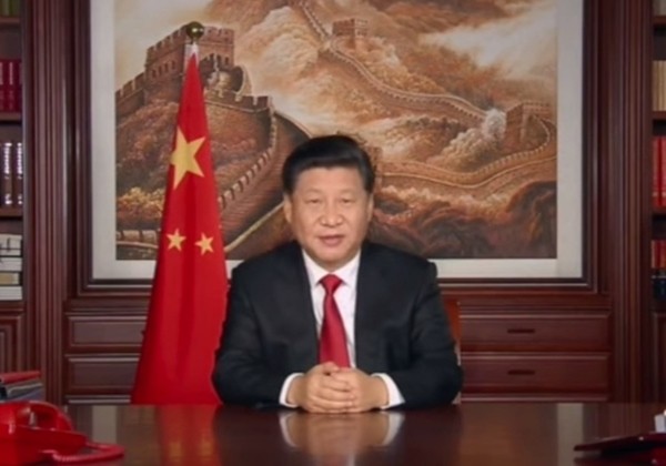 시진핑(習近平) 중국 국가주석이 10일 문재인 대통령에게 축전을 보냈다고 中외교부가 10일 밝혔다. 사진은 시진핑 中국가주석의 신년사 관련 中'CCTV' 보도 일부.ⓒ中'CCTV' 보도영상 캡쳐