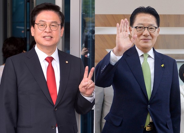 ▲ 자유한국당 정우택 원내대표(왼쪽)와 국민의당 박지원 전 대표(오른쪽). ⓒ뉴시스 사진DB