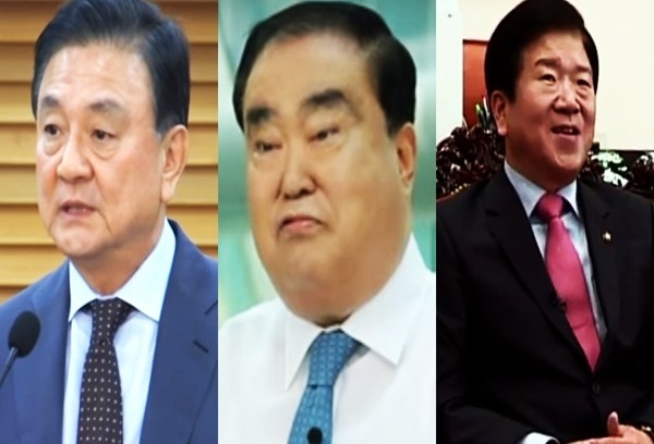 ▲ (왼쪽부터) 홍석현 前중앙일보·JTBC 회장, 문희상, 박병석 더불어민주당 의원.ⓒ'YTN', '국회방송' 보도영상 캡쳐