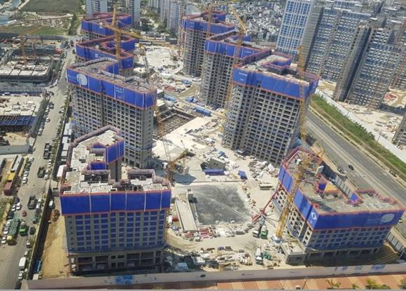 ▲ 아이에스동서가 시공 중인 '청라 센트럴 에일린의뜰(M1블록)' 현장. ⓒ아이에스동서