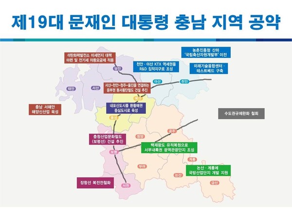 ▲ 문재인 대통령 충남 지역 공약.ⓒ충남도