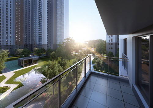 ▲ 한강메트로자이 테라스형 오픈발코니 전경. ⓒ GS건설