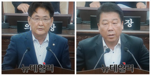 ▲ 충북 청주시의회 도시건설위원회 안성현 위원장(오른쪽)과 신언식 의원.ⓒ김종혁 기자